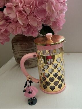 Paris Hilton Pink and Gold Heart French Press Coffee Maker - New